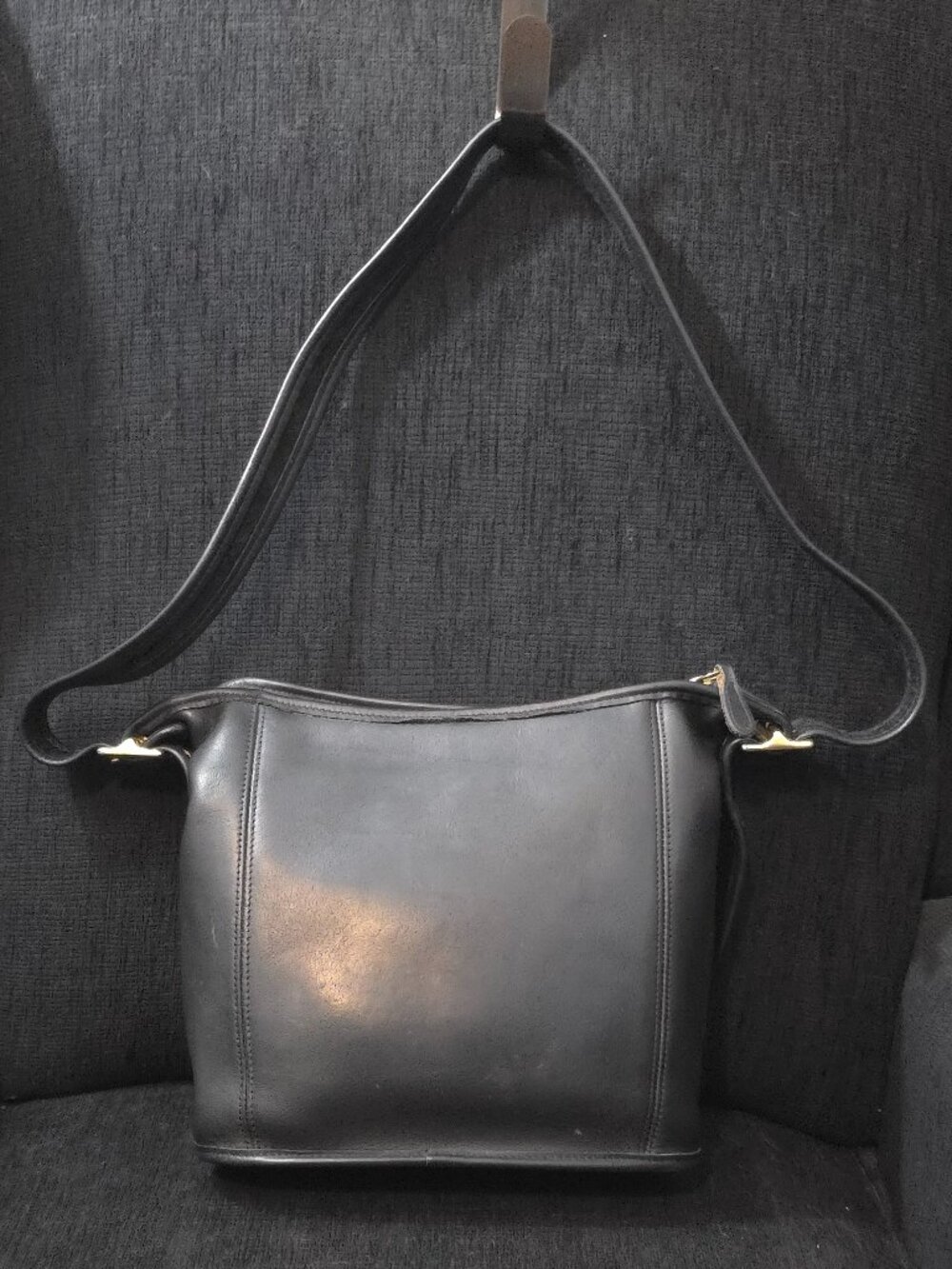 Vintage Coach Black Leather Legacy Slim Duffle Bag